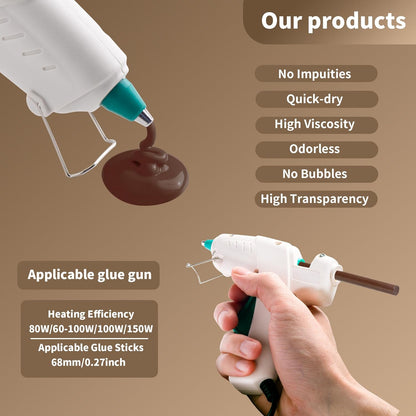 MATUFF Brown Hot Glue Sticks Mini 0.27" x 5.9 inches, Hot Melt Mini Colored Glue Sticks for All Temperature Mini Glue Guns, for DIY Craft Arts and Wedding Cards, Stamp Sealing, Bulk hot Glue 60 Pack