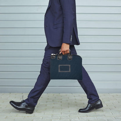 Fire Resistant Security Money Bag with Lock, Water Repellent, Safe Storage, Protects Important Valuables, 15 x 11 Inch (Navy Blue)