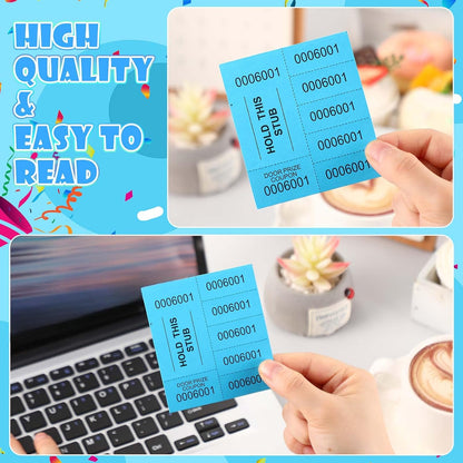 Kosiz 1000 Sheets 5 Bid Raffle Ticket Sheets Chinese Auction Tickets Numbers for Basket Events and Silent Auctions (Lake Blue)