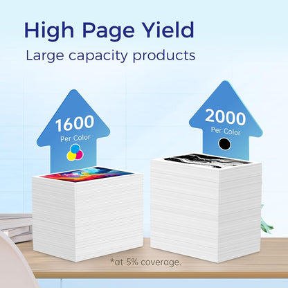 962 962XL Ink Cartridges for HP Printers Replacement for HP 962XL Ink Cartridges Combo Pack HP962 HP962XL Work for OfficeJet Pro 9010 Ink Cartridge 9015 9018 9020 Printers, Black & Color