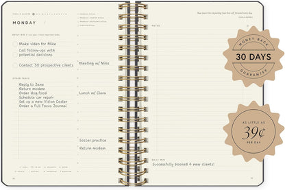 Full Focus Leather Coil Planner by Michael Hyatt - The #1 Daily Planner to Set Annual Goals, Increase Focus, Eliminate Overwhelm, and Achieve Your Biggest Goals - Hardcover (Gray)