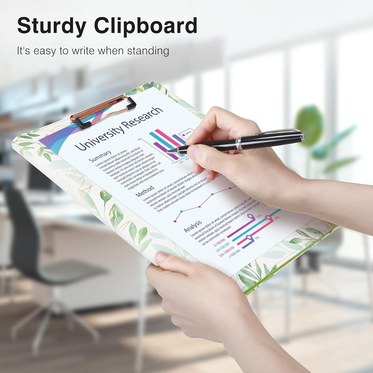 Ospelelf Foldable Faux Leather Clipboard Folio with Notepad 8.5 x 11,Green Business Padfolio for Women Portfolio Organizer, Leaf