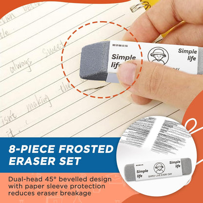 8 - Pack Sand Erasers - Frosted Erasers for Pens, Fountain Pens, and Ink - Special School and Office Supplies for Correction - Colored Pencil and Ink Eraser