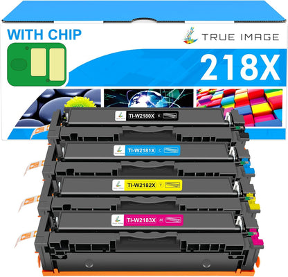 218X Toner Cartridges 4 Pack High Yield 218A 3201dw 3301fdw Compatible Replacement for HP 218A 218X Color Laserjet Pro 3201dw Pro MFP 3301cdw 3301sdw Printer Ink Set with Chip W2180X (B/C/Y/M)