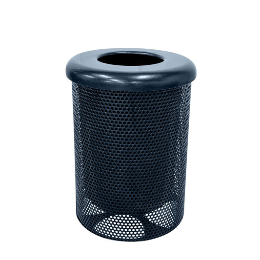 RFT-P-DBL Heavy Duty Round Trash Receptacle with Flat Top, Liner Included, 32 Gallon, Dark Blue, Made in America