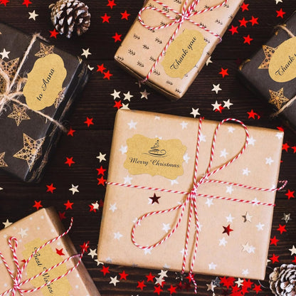 350 PCS Gift Tags Stickers Name Labels Stickers,2" x 1.2" Fancy Shape Stickers Self-Adhesive Handmade Bottle All-Purpose Jar Labels for Presents Cosmetic Decoration Jars Food Craft (Kraft)