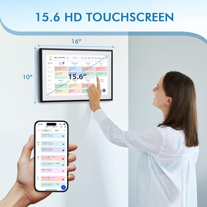 Calendar Digital 15.6 Inch Electronic Calendar&Chore Chart, 1920 * 1080P IPS Touchscreen Wall Smart Weekly and Monthly Planner for Family Black Gift for Mother mom Women