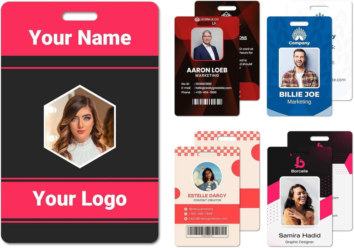 Custom Id Badge Custom Id Card Identification Badges Customizable Personalized Name Badge Customize Name Tag Photo Logo Employee Work Office Volunteer Customized Personal (Vertical-4)