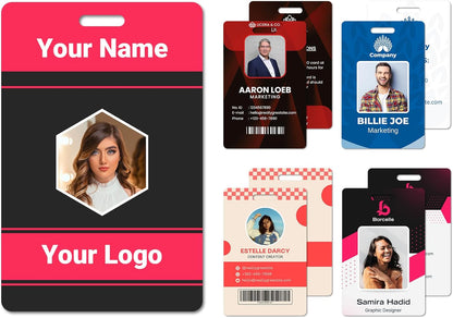 Custom Id Badge Custom Id Card Identification Badges Customizable Personalized Name Badge Customize Name Tag Photo Logo Employee Work Office Volunteer Customized Personal (Vertical-4)