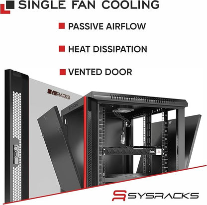 Sysracks - Server Rack – Wall Mount Rack - Locking Cabinet for Network - Electronics - Security - Audio - Video - AV Equipment - Data Rack - Legs/Power Strip/Shelf/Fan - 24-Inch Deep (27U)