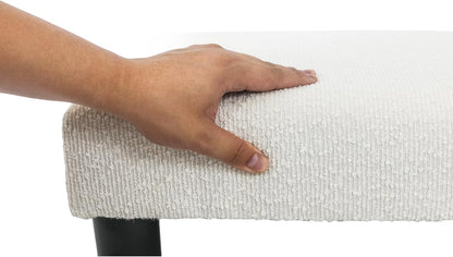 Joveco Small Foot Stool Ottoman, Cotton Line Square Footstool Upholstered Footrest Foot Rest for Chair, Under Desk, Office, Living Room, Pinstripe White