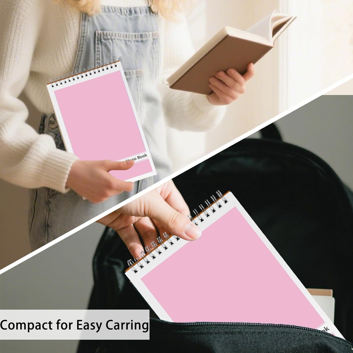 Steno Pads – 6x9 Inches 80 Sheets Steno Notebooks for Writing Notes in School, University, College & Office (2PCS Pink)