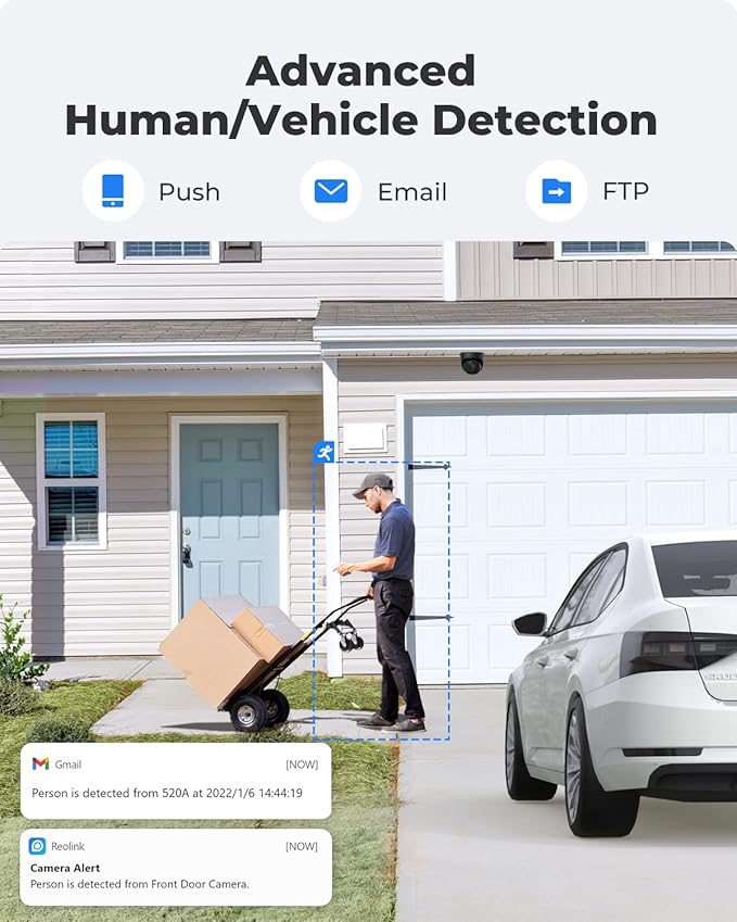 REOLINK 5MP PoE Camera for Home Security, Surveillance Outdoor Indoor, Support 512GB SD Card, Human/Vehicle/Pet Detection, Work with Smart Home, 100ft IR Night Vision, Time-Lapse, RLC-520A(Black)