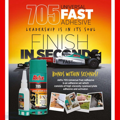 Akfix-GA060 705 Fast Adhesive CA Glue (1.76 oz.) with Activator (6.76 fl oz.) [Clear Super Glue Adhesive and Accelerator Spray] - 3 Pack