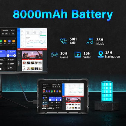 IP67 Rugged Tablet, N100 (up to 3.4GHz), 8GB RAM 128GB ROM, 10,1 Zoll Windows 11 Pro Industrie Tablet PC with 8000mAh Battery 4G LTE USB3.0 / WiFi 5 / BT5.0 / FHD for Outdoor Fieldwork
