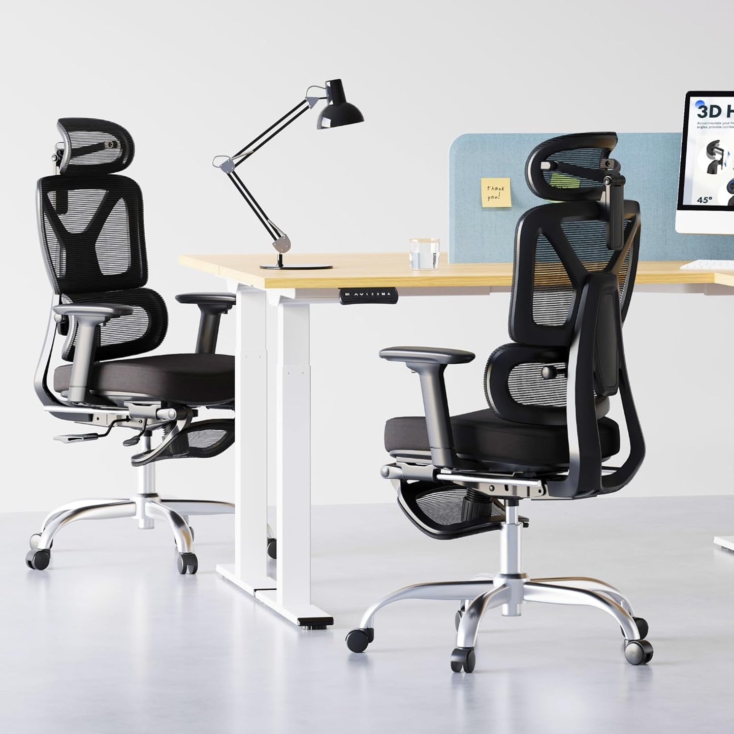 FLEXISPOT ErgoX Premium Ergonomic Office Chair with Footrest- Adjustable 3D Armrests, Dynamic Lumbar Support, Recline & Tilt Function, Mesh Seat, for Home & Office Use,Foam Black