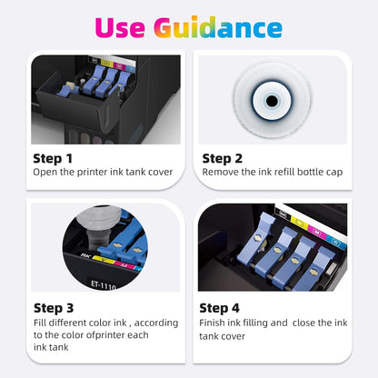 T502 502 Ink Refill Bottles Compatible for Ecotank ET2760 ET-4760 ET2750 ET-3760 ET-2850 ET-15000 ST-4000 ST-2000 ET-3710 ET-3850 ET-3750 ET-4850 ET-3830 ET4750 ET2700 Printers (BK C M Y)