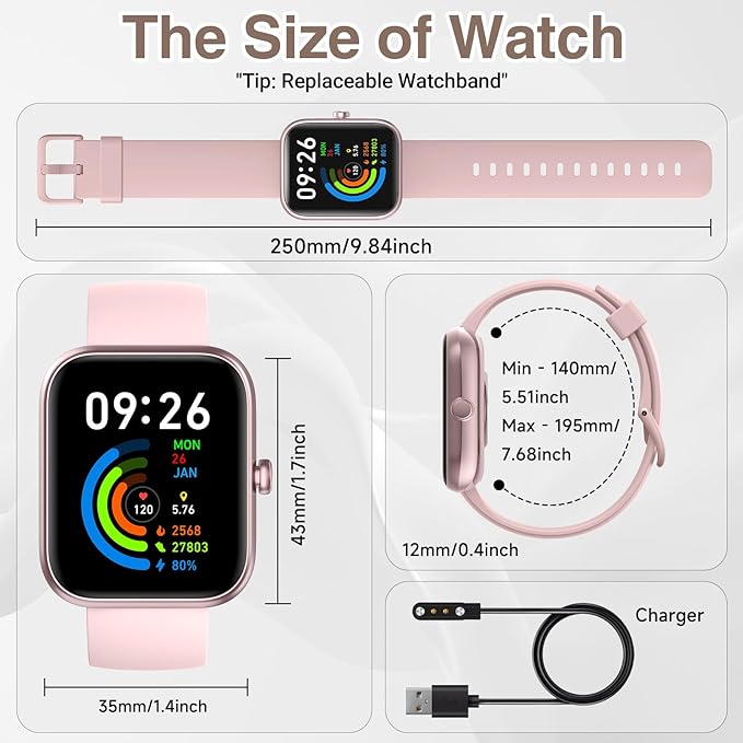 Smart Watch for Women Men with Bluetooth Call, Alexa Built-in Smartwatch, 1.83"DIY Dial Fitness Watch with Sleep Heart Rate Monitor, 110+ Sport Modes, IP68 Waterproof Watch Compatible with Android iOS