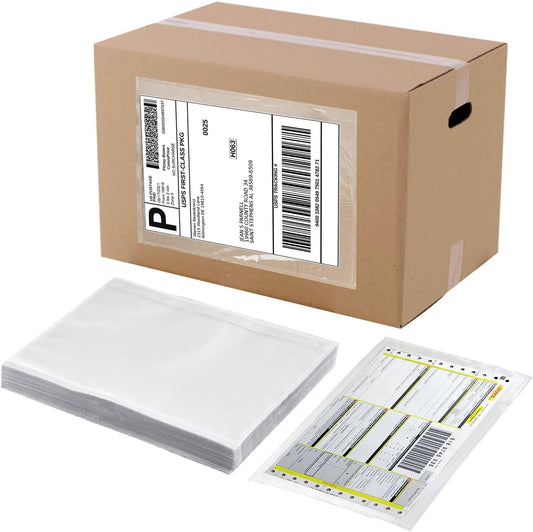 RyhamPaper Packing List Envelopes, Clear 7.5" x 5.5" Self Adhesive Shipping Labels Envelope Pouches (500 Pack)