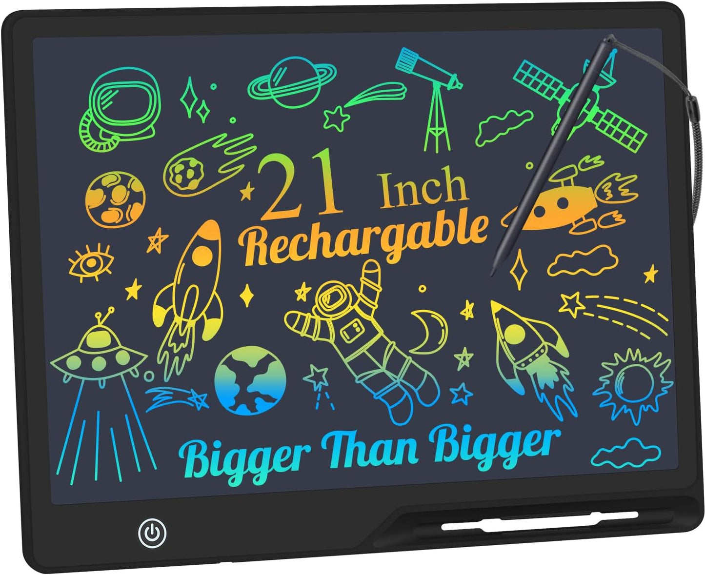 LCD Writing Tablet for Kids, Rechargeable 21 Inch Doodle Board,Easter Basket Stuffers,Preschool Learning Toys Christmas Birthday Gift 3 4 5 6 7 Year Old Girls Boys (Black)