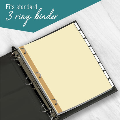 8-Tab Binder Dividers for 3 Ring Binder, Insertable Clear Big Tabs, Letter Size Paper Divider, 8.5 x 11 inch, 6 Sets (48 Dividers Total)
