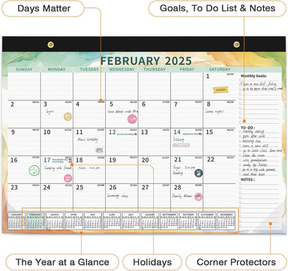 Ospelelf 2025-2026 Calendar Magnetic Desk Wall Desktop Monthly Planner from January 2025 to June 2026 Large To Do Pad with Plastic Cover for Office 17" X 12" Multicolor