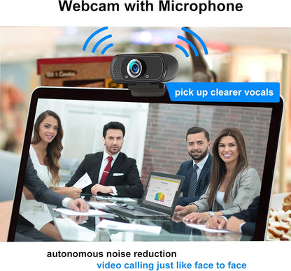 Webcam 1080p, Webcam for PC -with Microphone/Tripod/Privacy Cover, Computer Camera 110°Wide View, Plug and Play USB Web Camera for Desktop, PC Web-cam for Laptop Mac Zoom Conferencing Streaming