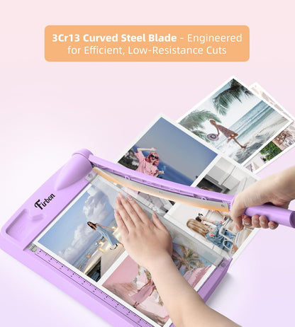 Firbon 12" Guillotine Paper Cutter, Heavy Duty 12-Sheet Capacity Trimmer for Cardstock, Photos, Scrapbooking, Office, Classroom, Studio (Purple)