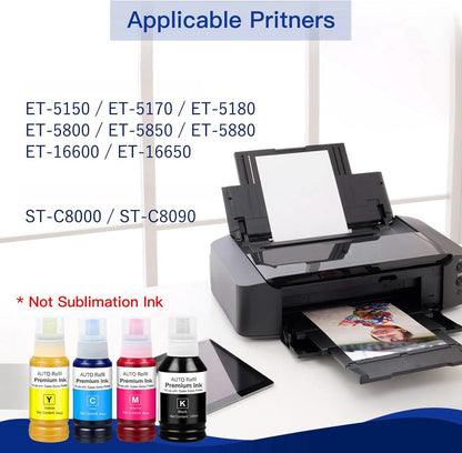 542 Ink Refill Bottles for EcoTank Pro ET-16600, ET-5150, ET-5170, ET-5180, ET-5800, ET-5850, ET-5880, ET-16650, Workforce ST-C8000, ST-C8090（BK C M Y）