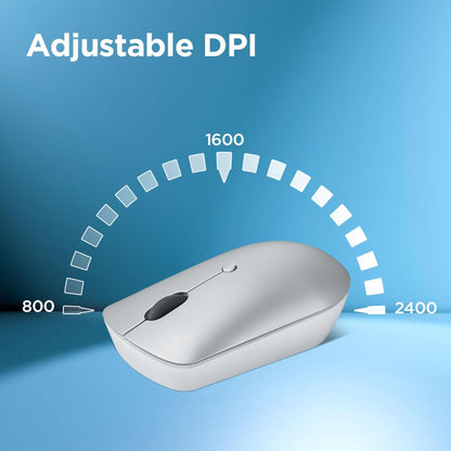 Lenovo 540 Wireless Computer Mouse for PC, Laptop, Computer with Windows or Chrome OS - 2.4 GHz USB-C Wireless Pairing Receiver - Compact Size - 18-Months Battery Life - Ambidextrous - Cloud Grey