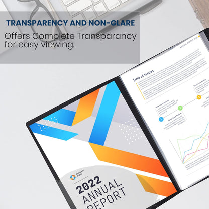 PERFORMORE Presentation Folder, 24 Pocket Presentation Display Book (Black) with Plastic Sleeves, 48 Pages Capacity for 8.5" X 11" Sheet Size Paper, Portfolio and Sheet Protector Binder (2)