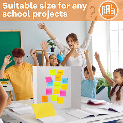 Henoyso 8 Pieces Tri Fold Poster Board Lightweight Fold Presentation Board for Science Fair Display(22 x 38 Inch,White)