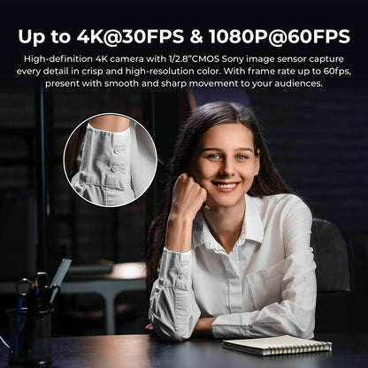 OBSBOT Meet AI-Powered 4K Webcam, AI Framing & Autofocus, Webcam with Microphone, Background Bokeh, 60 FPS, HDR Low-Light Correction, Beauty Mode, Webcam for PC, Streaming, Conference, Gaming, etc.