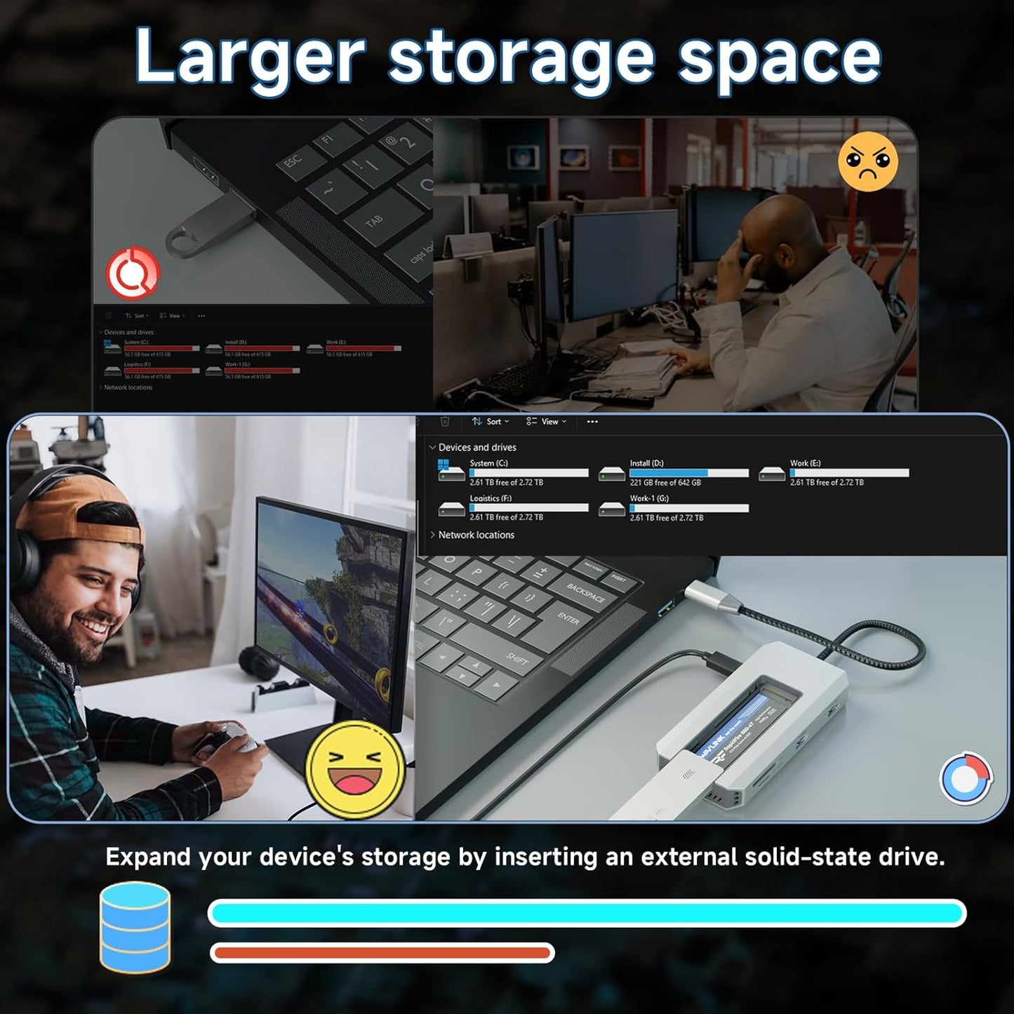 WAVLINK USB-C Hub, 10Gbps USB-C Hub with M.2 PCIe/SATA SSD Port, HDMI, 100W PD, USB-A&C 3.2/2.0, SD&TF Compatible with MacBook/Chromebook/Dell/HP/Lenovo