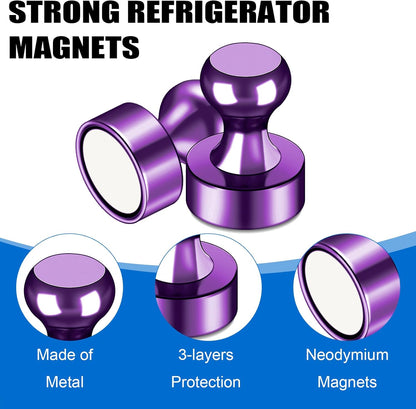LOVIMAG 20 PCS Refrigerator Magnets, Purple Fridge Magnet Strong Magnet for Whiteboard, Small Neodymium Magnets Ideal for Push Pin Magnets, Office, Classroom, Map