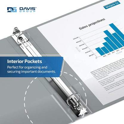 Easyview Premium 3-Ring Binders with Clear-View Covers and Round Rings, Binders for School or Office, 1 Inch, Pack of 6, Gray