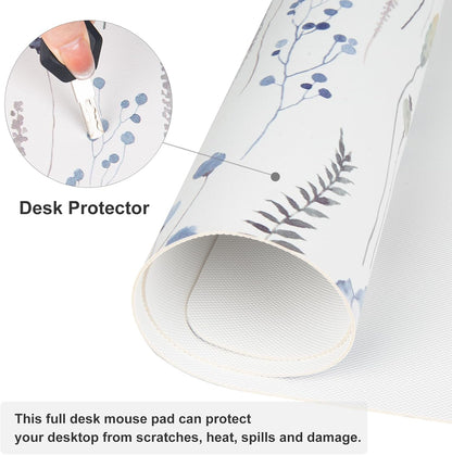 QIYI Large Mouse Pad for Desk, Floral Desk Mat for Desktop, Women Girls Office Décor Desk Accessories, PU Leather Waterproof Gaming Mousepad, Watercolor Flowers Desk Pad Computer Mat, 31.5" x 11.8"