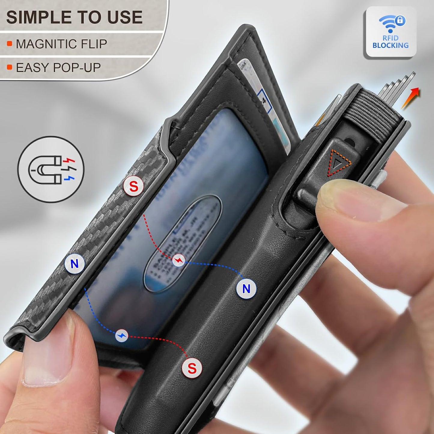 KEMISANT Airtag Wallet Men,Mens Slim Front Pocket Wallet Money Clip Standard or Apple Airtag Use 3.8"×2.8"×0.9"