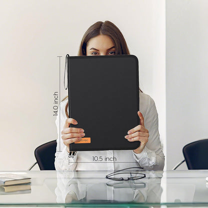 Important Document Organizer Zipper Binder,Fireproof Document Bag for Birth Certificate Protector, Waterproof Bill Organizer in Case I Go Missing Binder for Home Safe, 4 Ring Receipt Holder (Black)