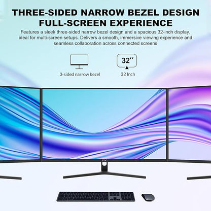 ZZA 32" Monitor | 4K UHD 3840x2160, IPS Panel, 60Hz, Adaptive Sync, 100% sRGB, Back Breathing Light,Blue Light Filter, VESA Mountable 75x75mm