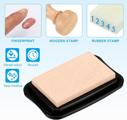 PATIKIL 3"x2" Large Stamp Pad, 2Pcs Washable Craft Ink Pad for Rubber Stamp Card Making Stamping Scrapbook Fingerprint Handprint, Yellow/Black