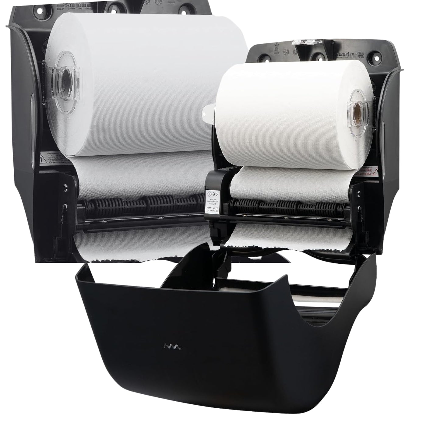 San Jamar Ecologic Smart Essence Recycled Plastic Electronic Paper Towel Dispenser, Universal Roll Capacity, Wall Mounted Dispenser with Zero Waste for Home and Business Universal, Black
