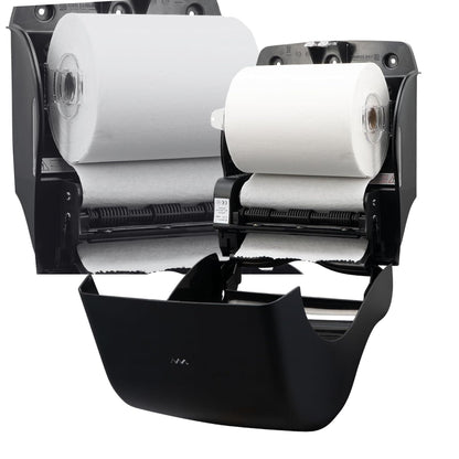 San Jamar Ecologic Smart Essence Recycled Plastic Electronic Paper Towel Dispenser, Universal Roll Capacity, Wall Mounted Dispenser with Zero Waste for Home and Business Universal, Black