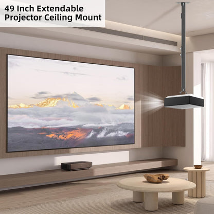 suptek Projector Ceiling Mount Bracket Fits Flat or Sloped Ceiling Height Adjustable with Extendable Length 30.7-49.21inch,for LCD/DLP Projectors,Black (PR05LB)