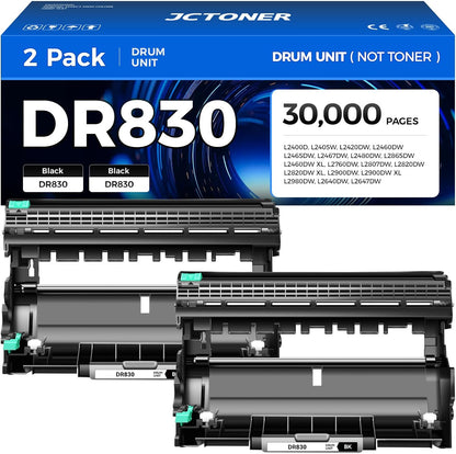 DR830 Drum Unit (Not Toner) 2-Pack Replacement for Brother DR-830 Imaging Drum Compatible for HL-L2460DW HL-L2405W HL-L2480DW MFC-L2820DW DCP-L2640DW MFC-L2900DW HL-L2400D HL-L2460DW XL Laser Printer
