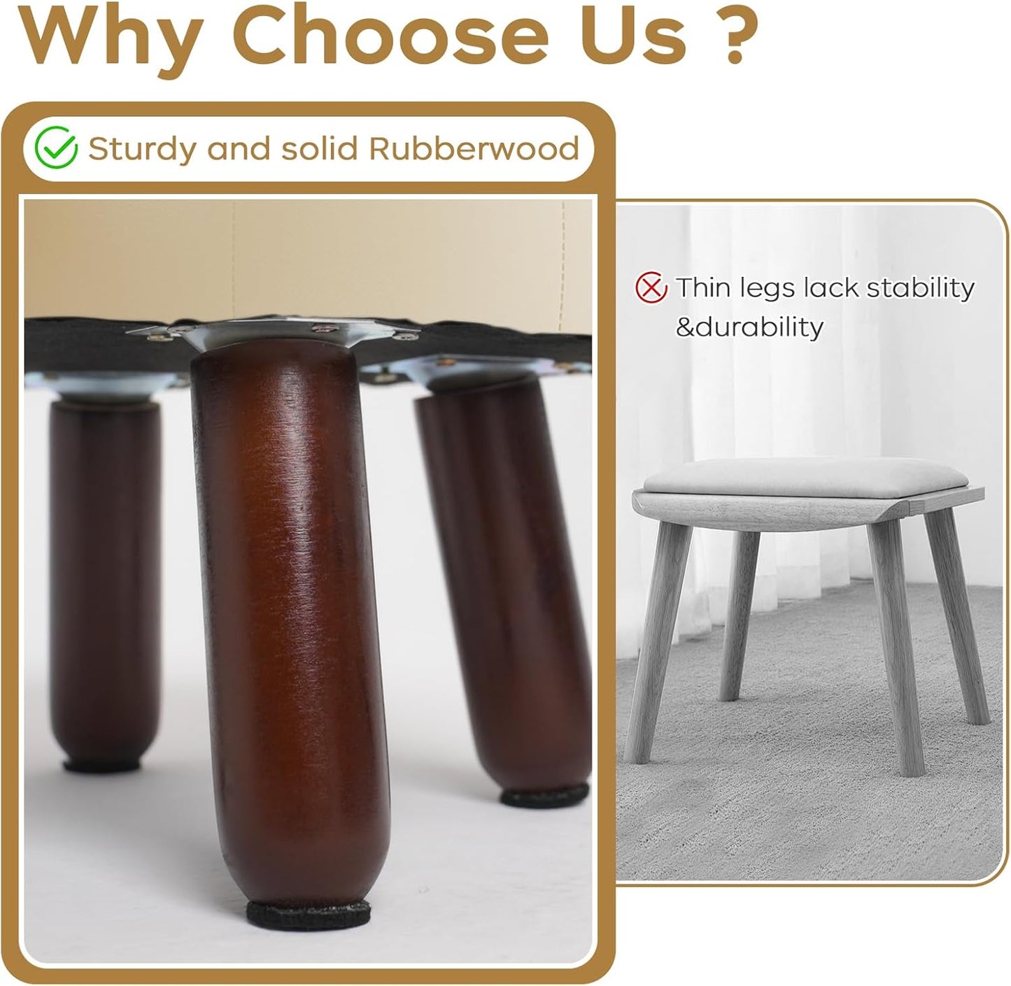 Small Foot Stool 13in, Round Faux Leaher Ottoman Foot Rest for Living Room, Under Desk Footstool Foot Rest with Non-Skid Rubber Legs for Bedroom, Entryway, 13''L x 13''W x 10.2''H, White