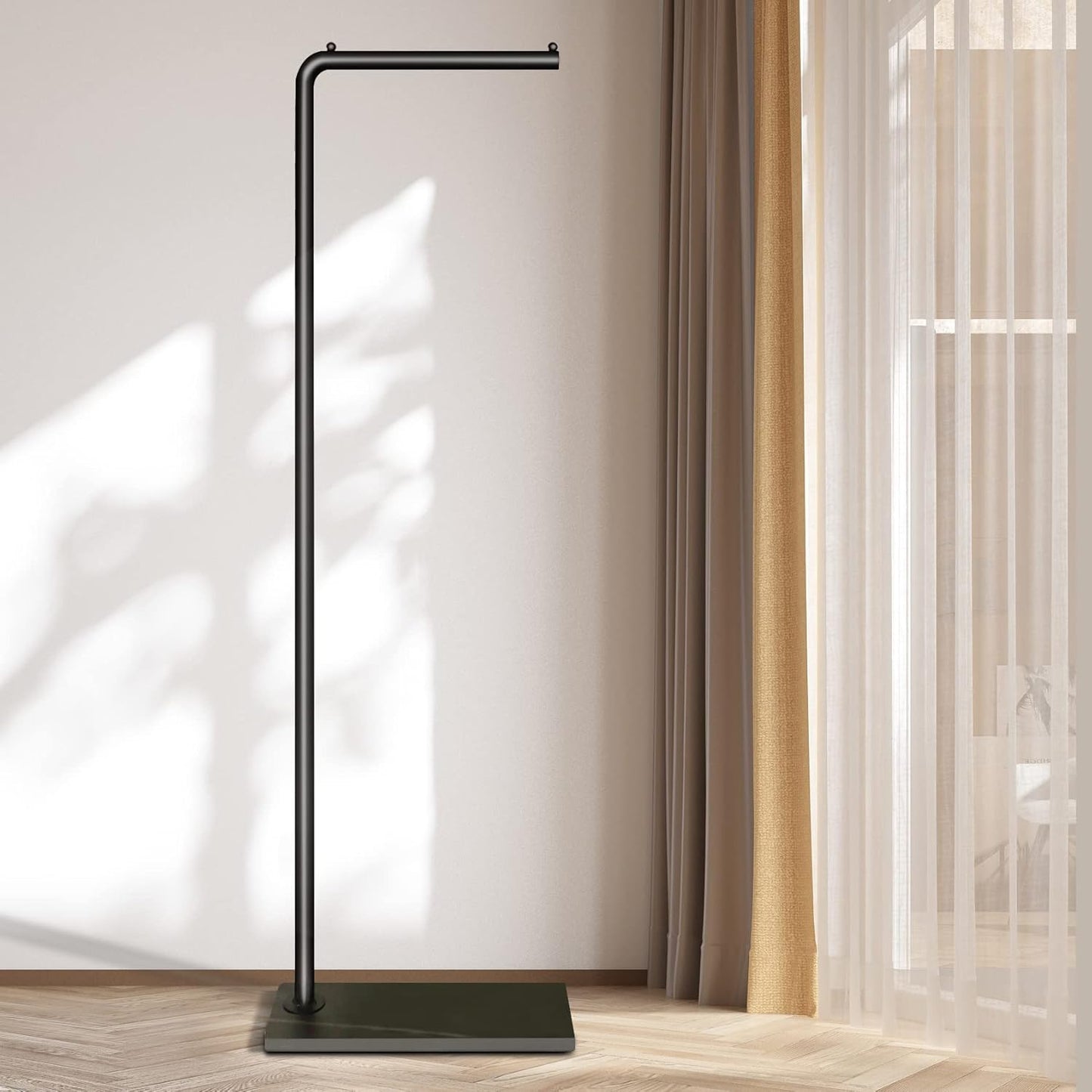 Metal Coat Rack, Modern Clothing Tree with Heavy-weight Slate Base, Small Coat Stand for Entryway/Bedroom/Hallway, Standing Plant Hanger, Matte Black