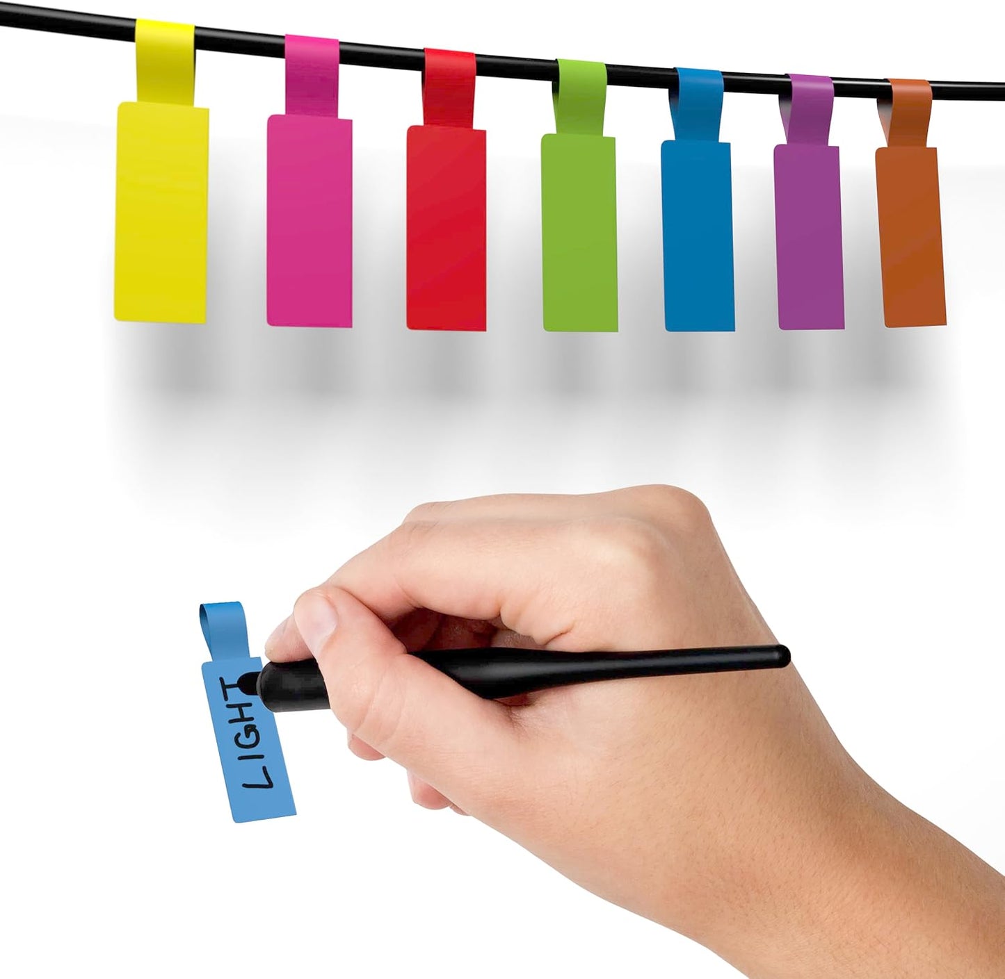 Kenco Cable Labels - 240 Labels 12 Sheets, 10 Colors Waterproof Cord Labels - Write on Stickers Tear and Liquid Resistant for Color Coding and Identification -Made in The USA (960 Labels)