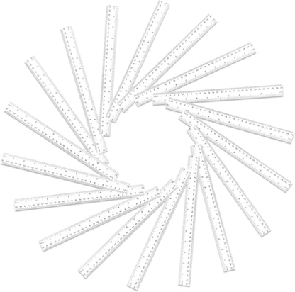 Koogel 40 PCS Plastic Straight Rulers, Plastic Measuring Tool, 12 Inch Shatterproof Clear Ruler Bulk for Classroom with Centimeters and Inches for Student, Kids, School, Office, Home