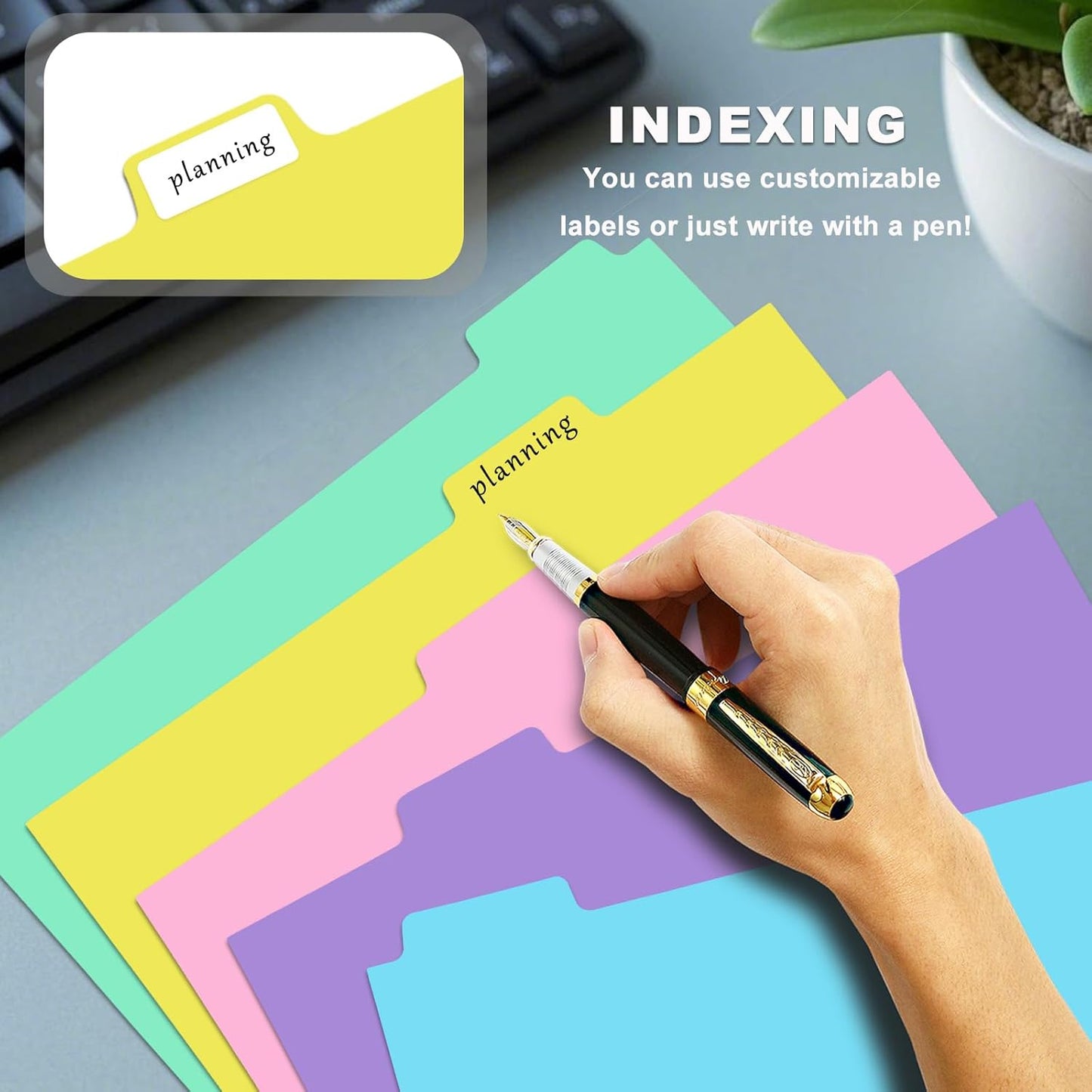 5-tabs 6 Set Binder Dividers with Tabs,Plastic Index with Label,Colored Tab Dividers for 3 Ring Binder (Total 30 Pcs)